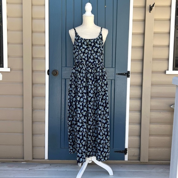 Vintage Nomad Navy Floral Dress Women Size Medium - Picture 3 of 7
